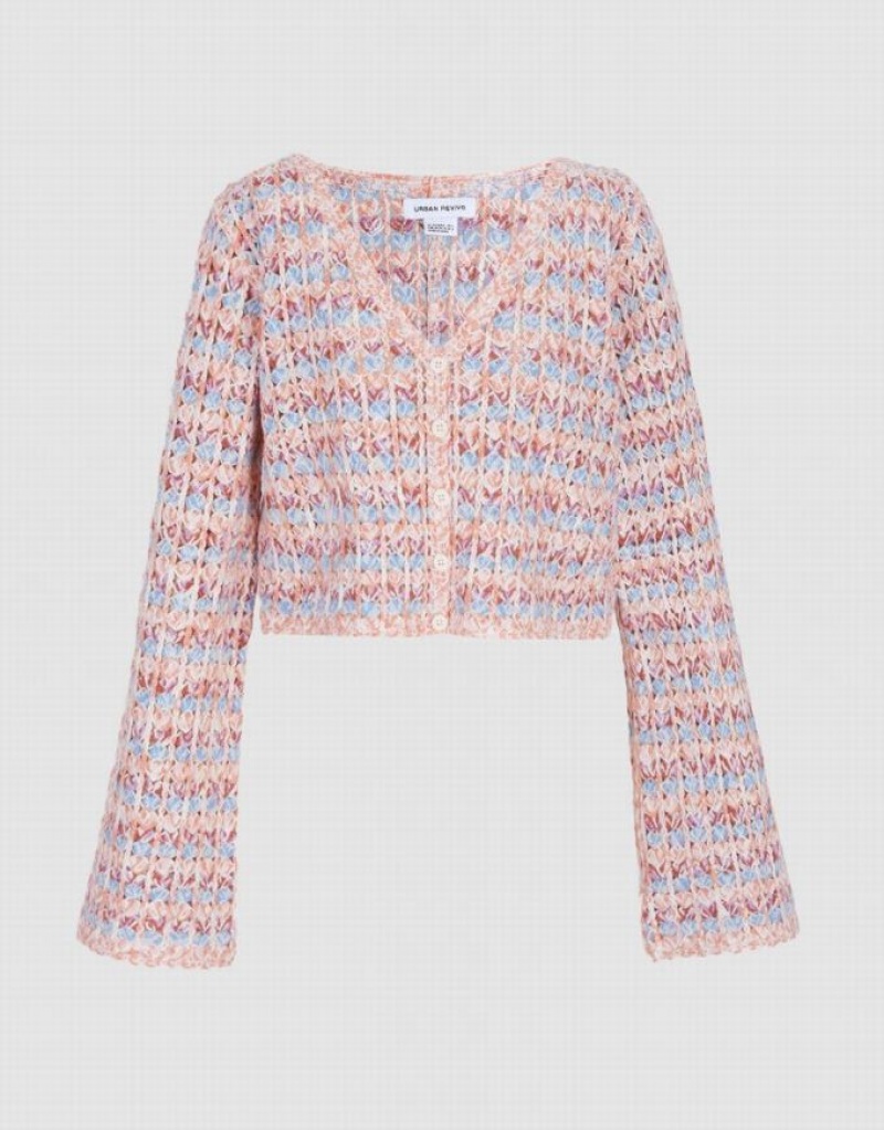 Multicolor Urban Revivo Striped Button Up Women\'s Cardigan | 54089LJPI