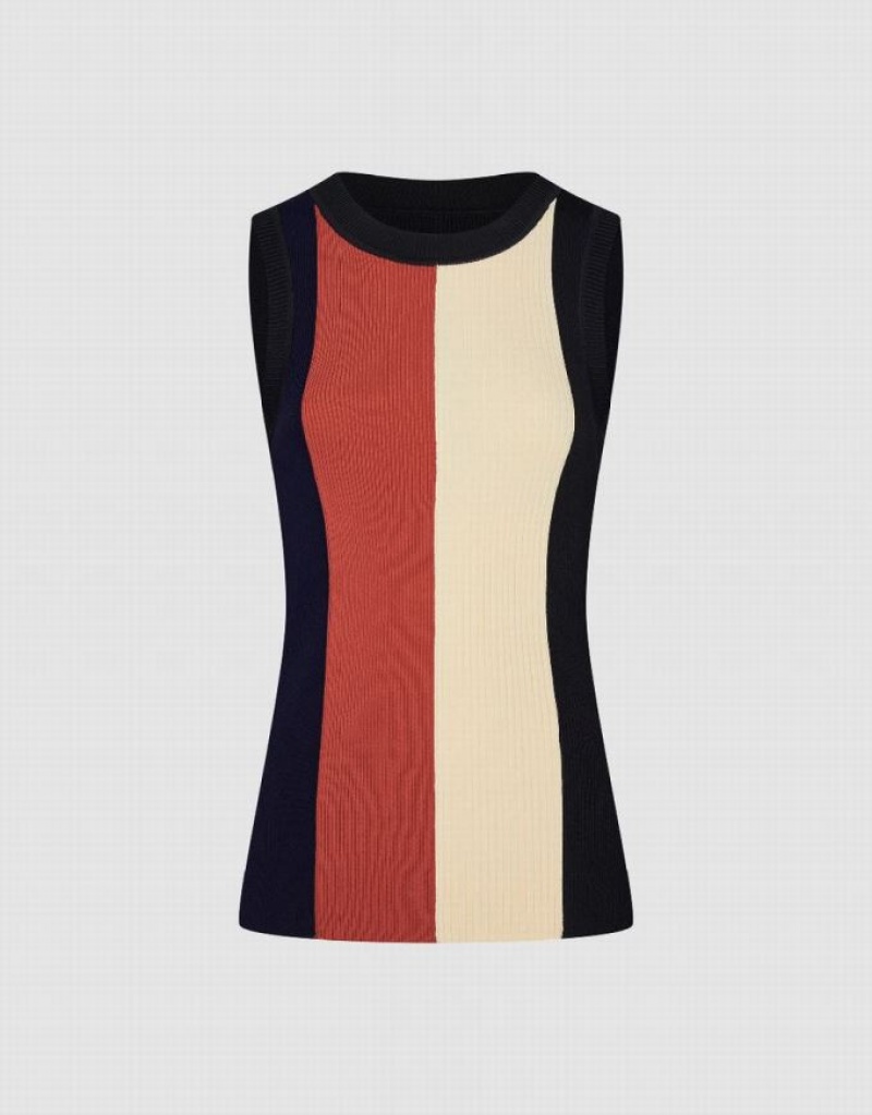 Multicolor Urban Revivo Striped Crew Neck Knitted Women's Cardigan | 78215PTJI