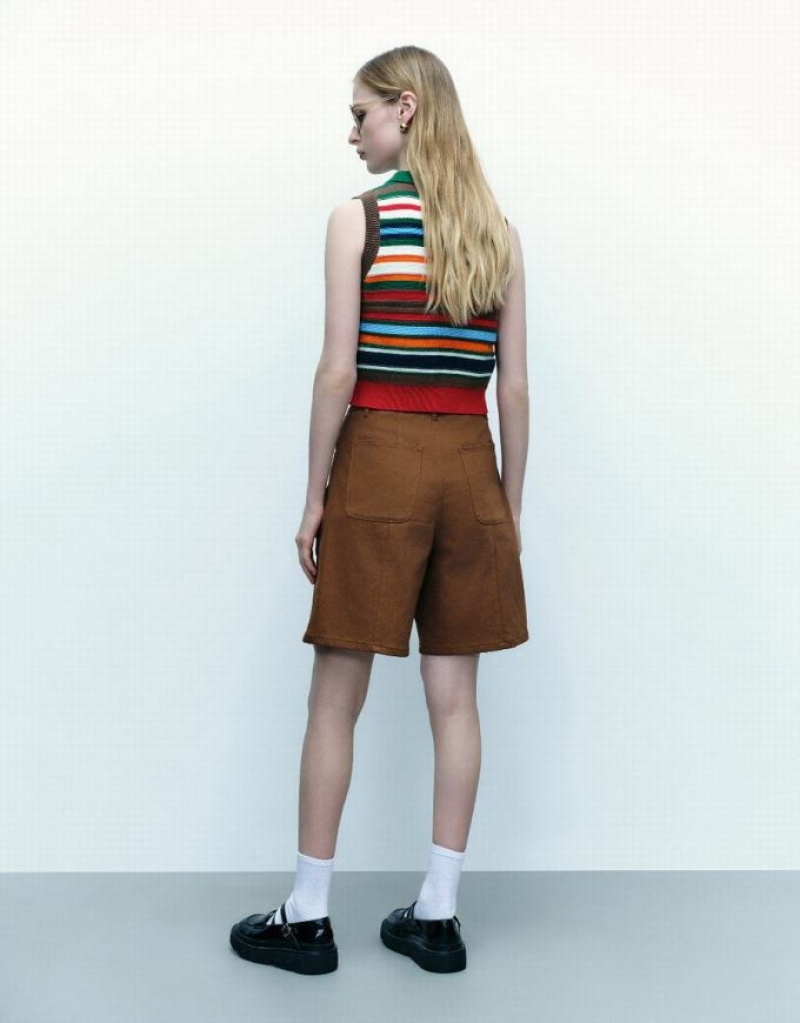 Multicolor Urban Revivo Striped Knitted Women's Cardigan | 32580SDVT