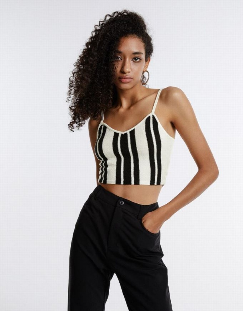 Multicolor Urban Revivo Striped Knitted Camisole Women's Cardigan | 67891FYZR
