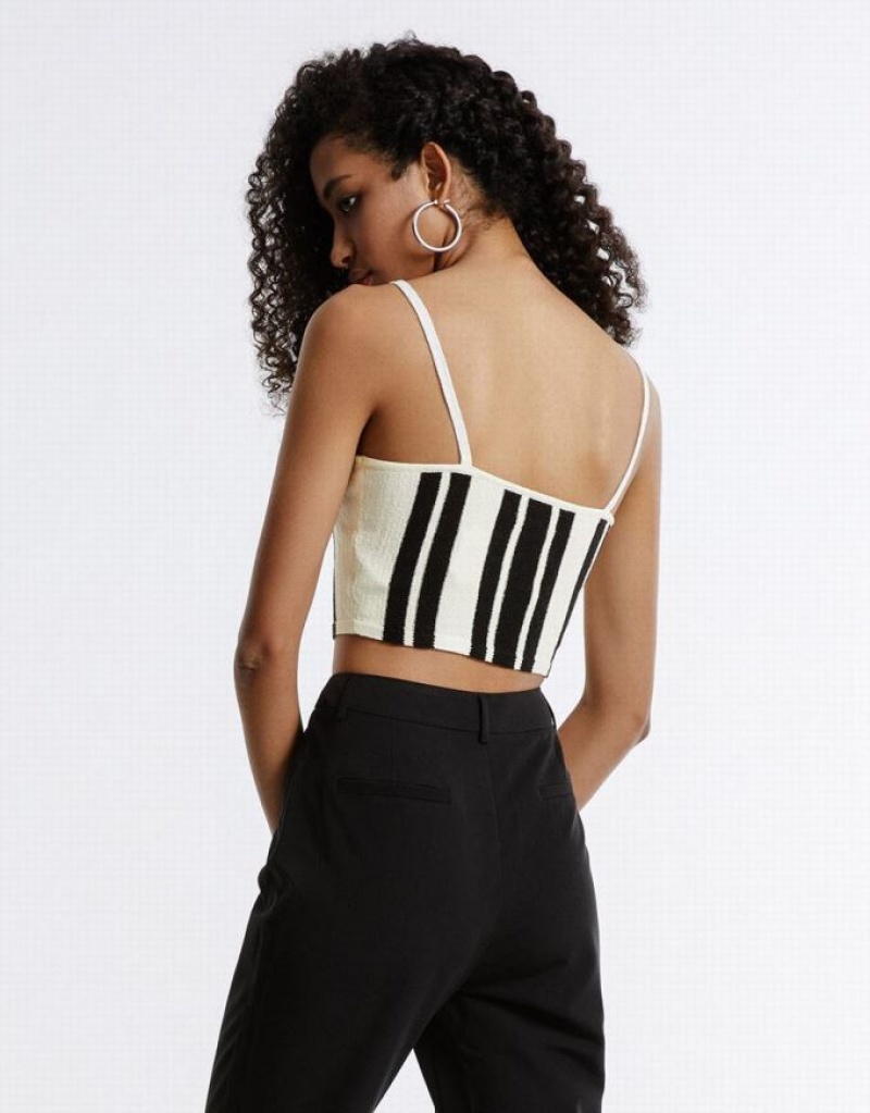Multicolor Urban Revivo Striped Knitted Camisole Women's Cardigan | 67891FYZR