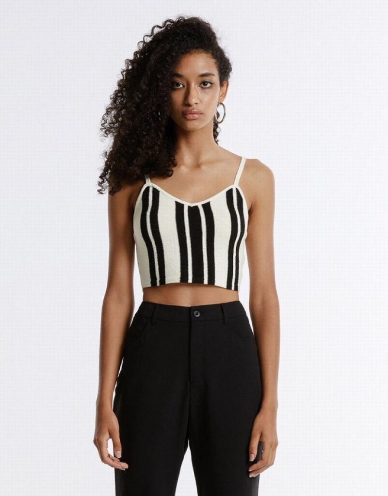 Multicolor Urban Revivo Striped Knitted Camisole Women\'s Cardigan | 67891FYZR