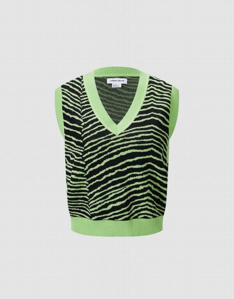 Multicolor Urban Revivo Striped Women's Sweater Vest | 79254RZNY
