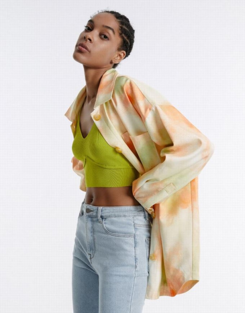 Multicolor Urban Revivo Tie Dye Oversized Women's Jacket | 84017ZCEU