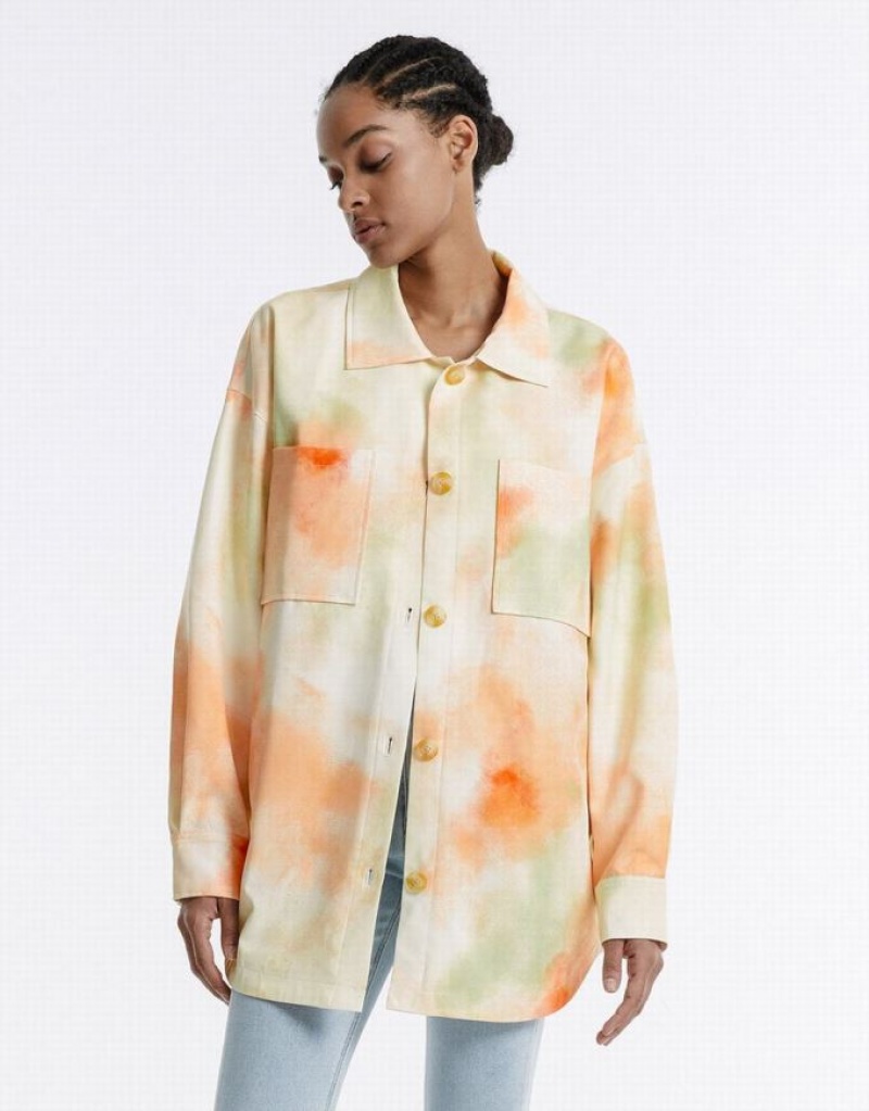 Multicolor Urban Revivo Tie Dye Oversized Women's Jacket | 84017ZCEU