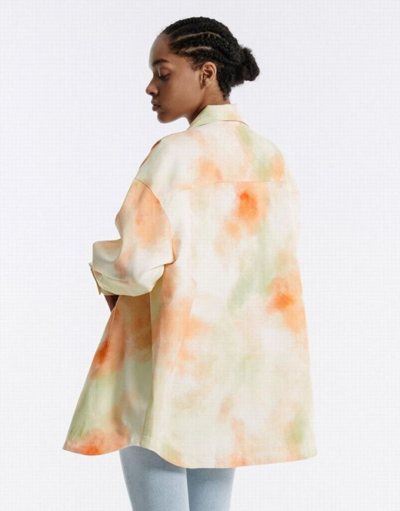 Multicolor Urban Revivo Tie Dye Oversized Women's Jacket | 84017ZCEU