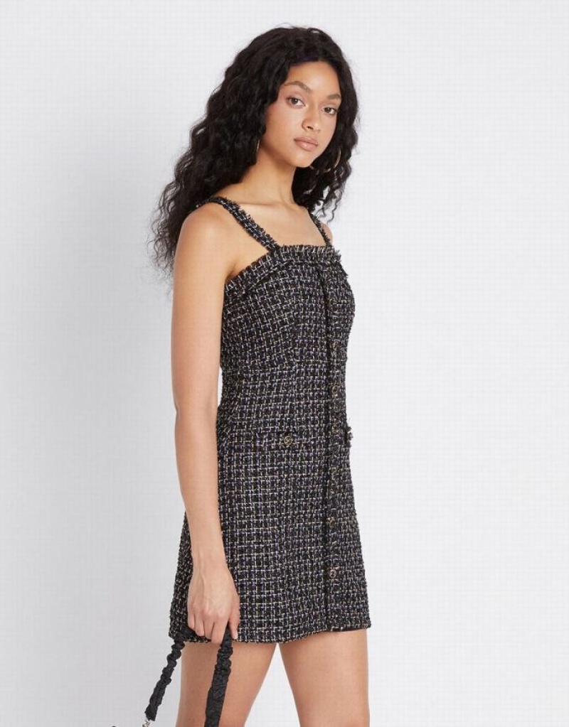 Multicolor Urban Revivo Tweed Raw Hem Cami Women's Dress | 27803NUBZ