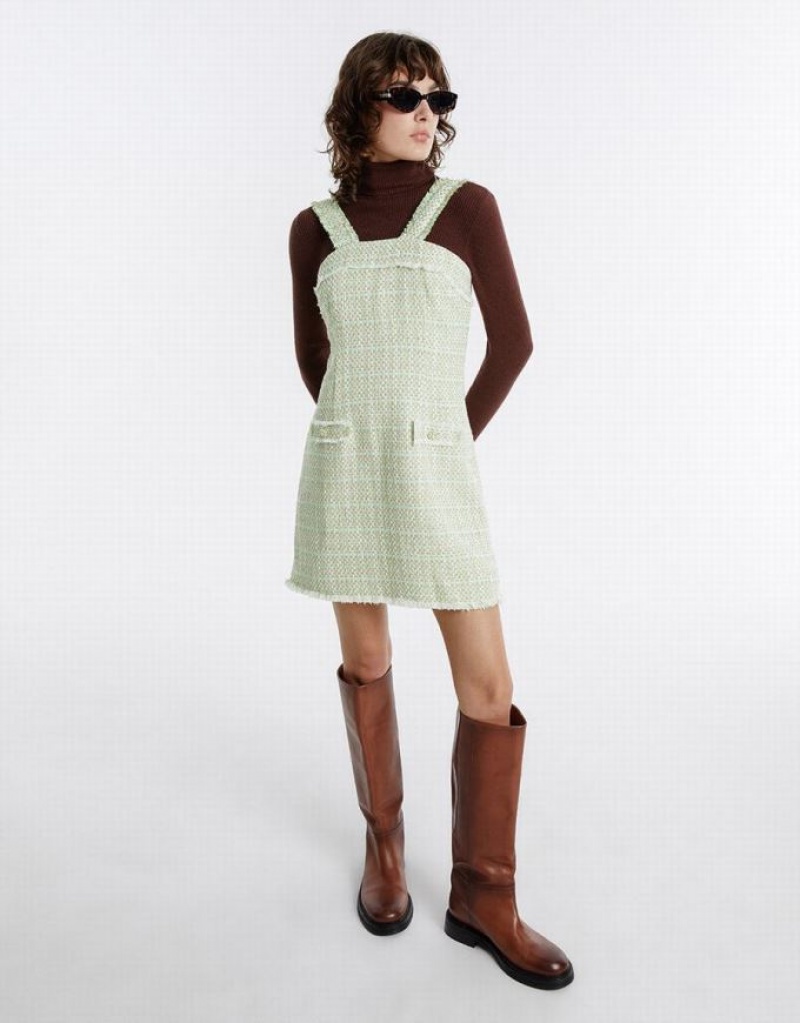 Multicolor Urban Revivo Tweed Strappy Women\'s Casual Dress | 39547XONL
