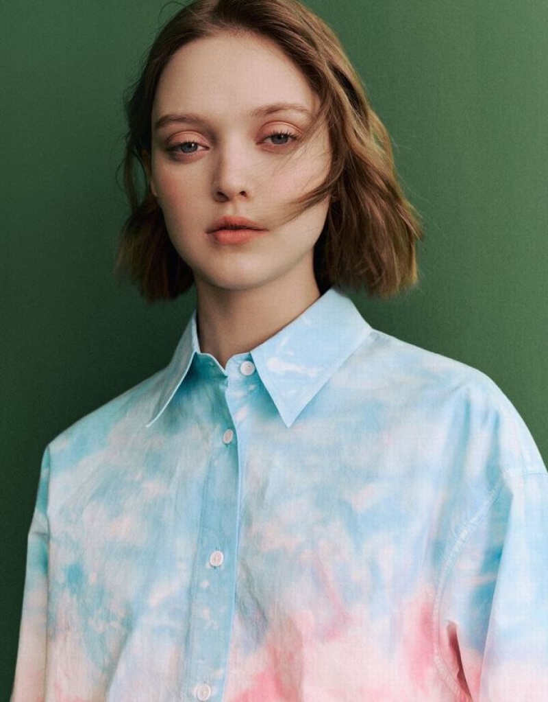 Multicolor Urban Revivo Two Toned Printed Straight Women's Shirts | 49826SBYX