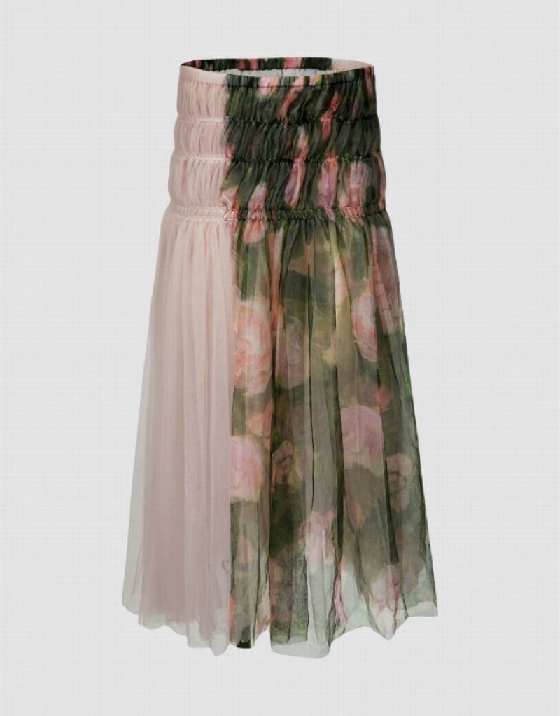 Multicolor Urban Revivo UR × Caroline Hu Elastic Waist A-Line Women's Skirts | 54273TRQI