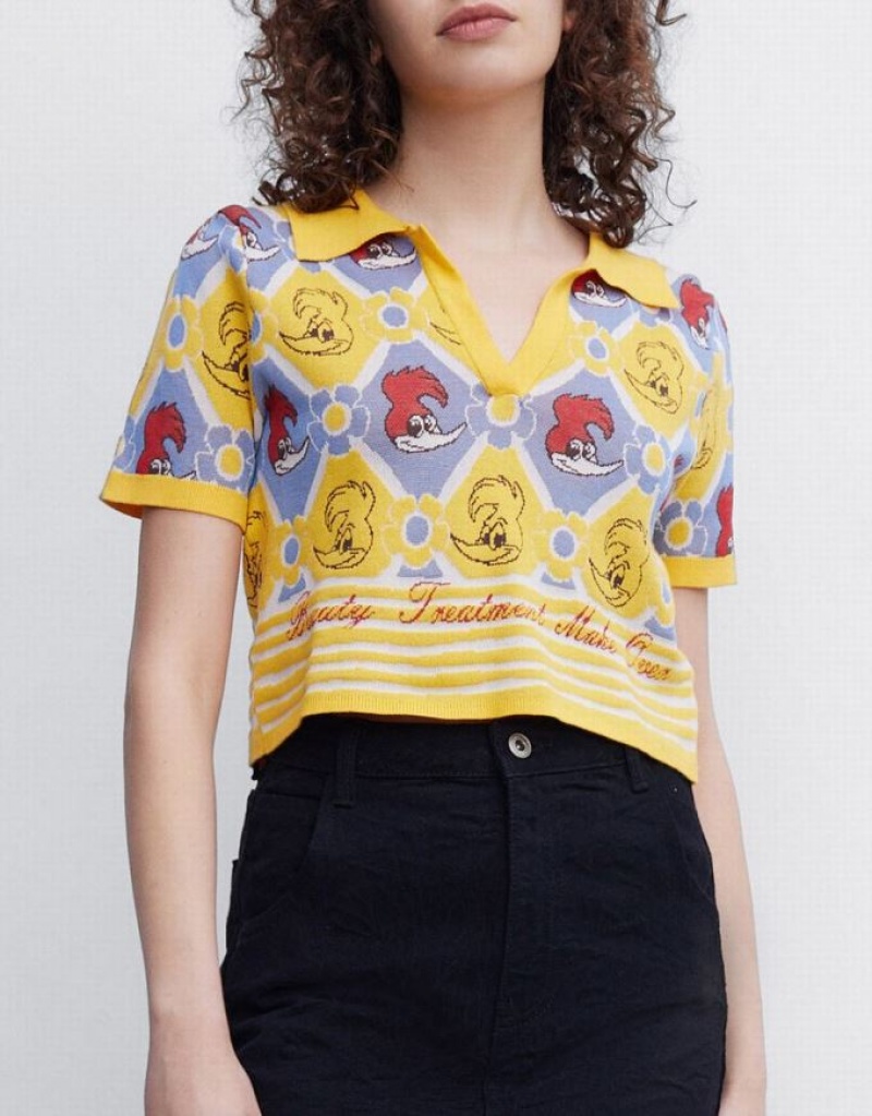 Multicolor Urban Revivo Woody Woodpecker Plaid Knitted Top Women's Cardigan | 47392ZLJD