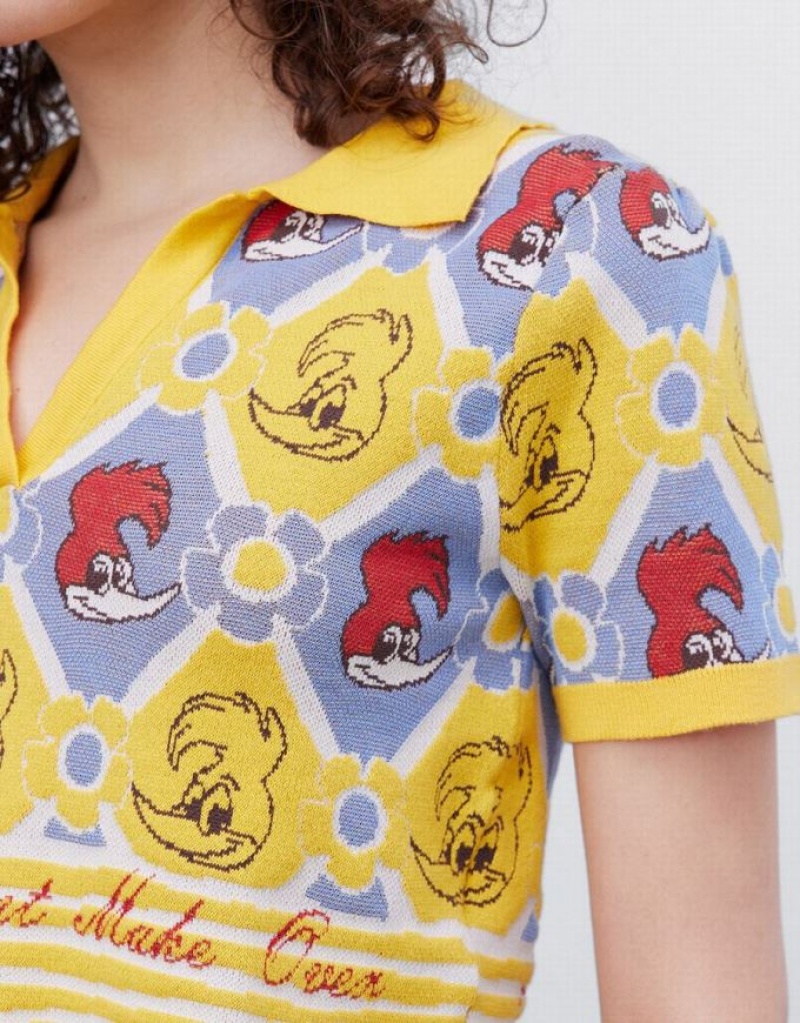 Multicolor Urban Revivo Woody Woodpecker Plaid Knitted Top Women's Cardigan | 47392ZLJD