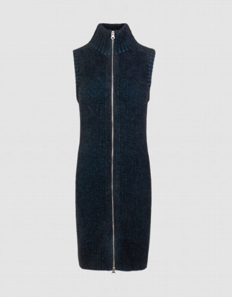 Multicolor Urban Revivo Zipper Front Sleeveless Women's Knitted Dress | 57109FCME