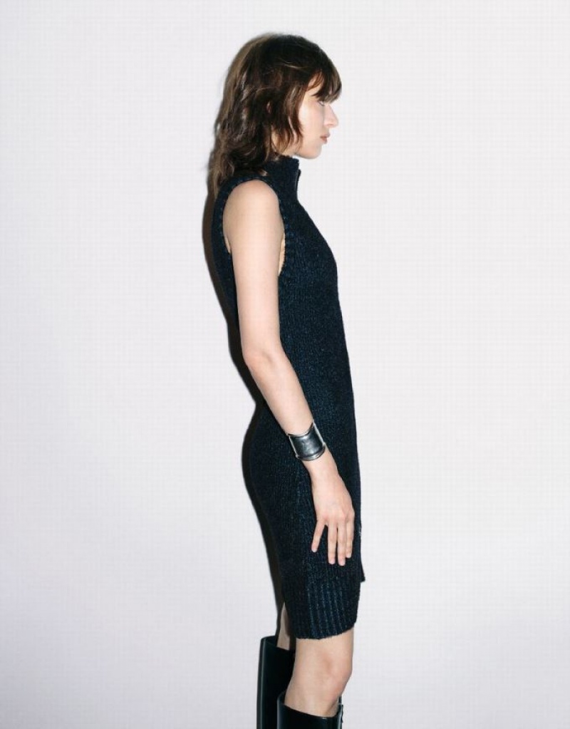 Multicolor Urban Revivo Zipper Front Sleeveless Women's Knitted Dress | 57109FCME