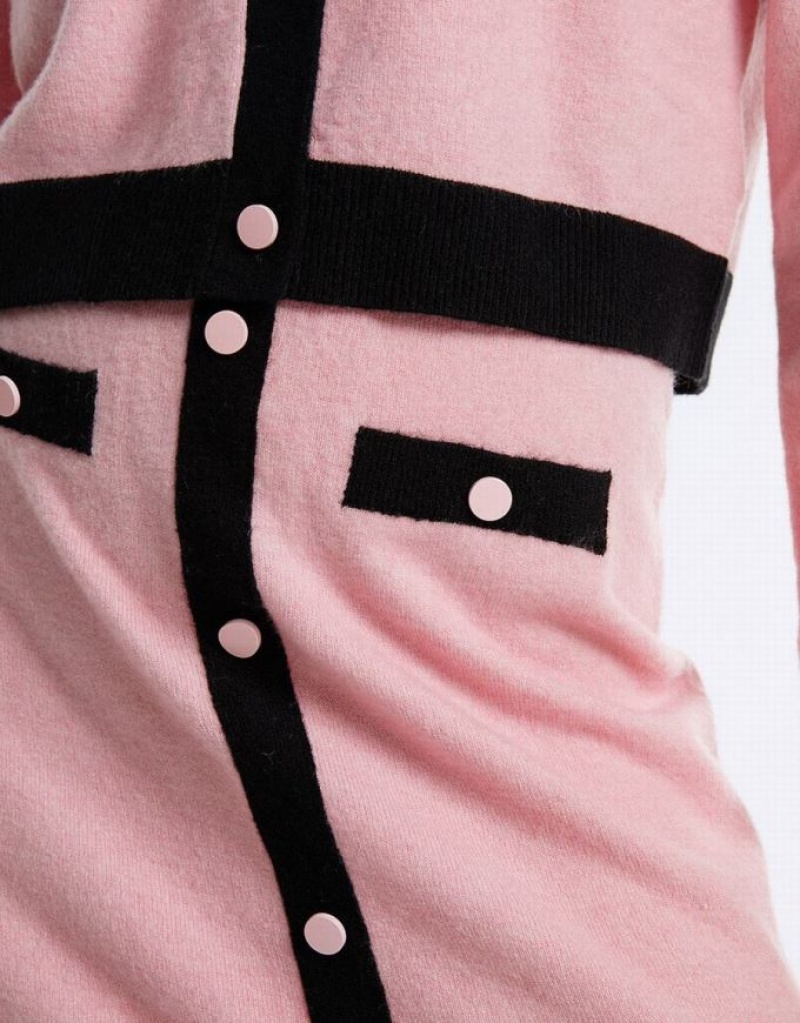 Pink Urban Revivo Contrast Color Knitted Women's Skirts | 78561OJML