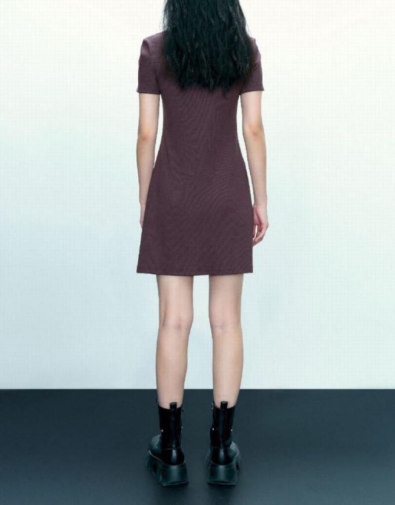 Purple Urban Revivo 2 In 1 U Neck Skinny Women's Dress | 71263NGUW