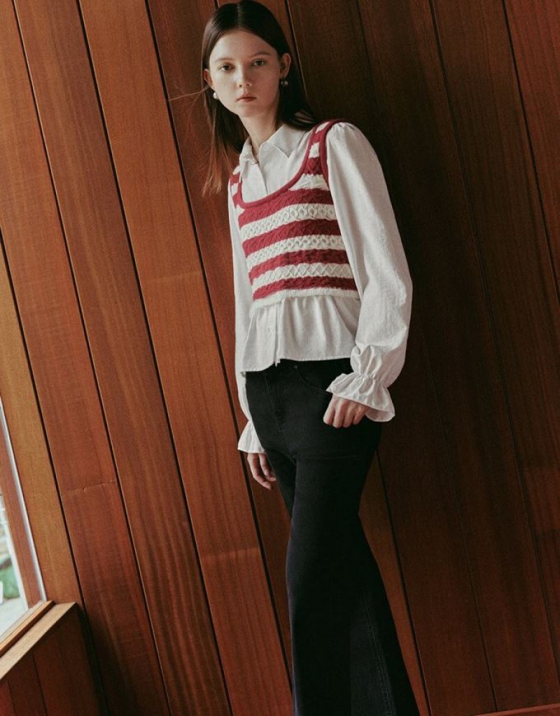 Red Urban Revivo 2 In 1 Knitted Women's Cardigan | 85403EOTD