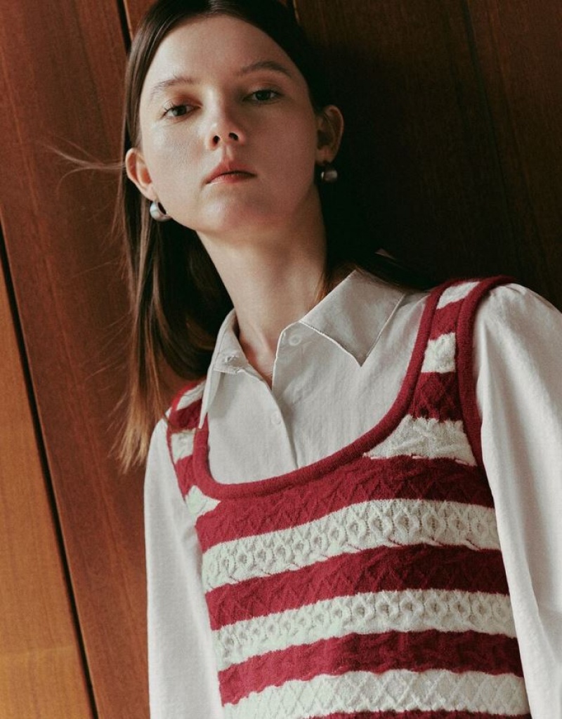 Red Urban Revivo 2 In 1 Knitted Women's Cardigan | 85403EOTD