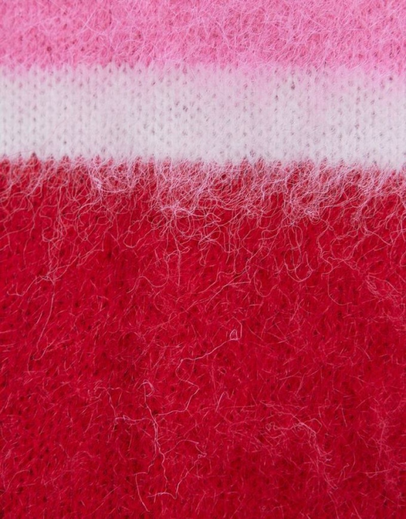 Red / Pink Urban Revivo Color Block Women's Sweaters | 06721SQVJ