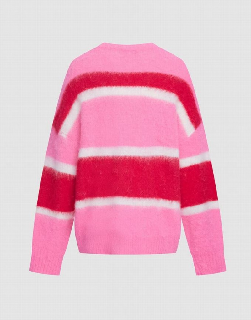 Red / Pink Urban Revivo Color Block Women's Sweaters | 06721SQVJ