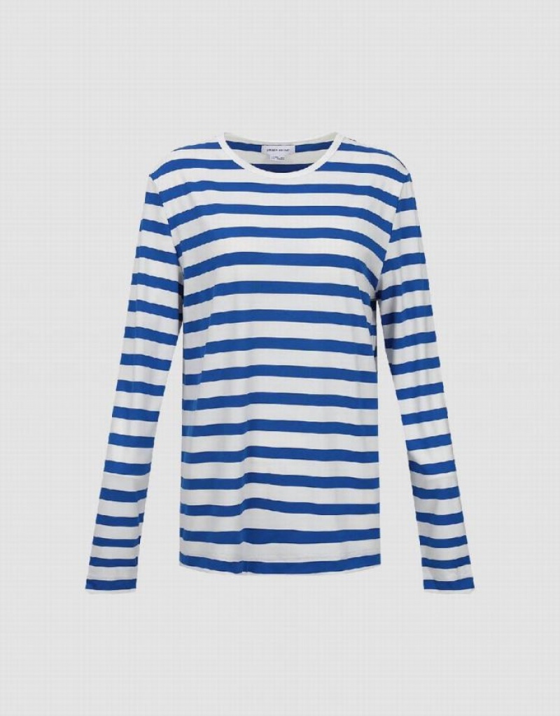 Stripes Urban Revivo Crew Neck Knitted Women's T-Shirts | 79058XMQJ