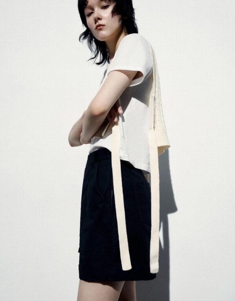 White Urban Revivo 2 In 1 Crew Neck Knitted Women's Cardigan | 17392DGEY