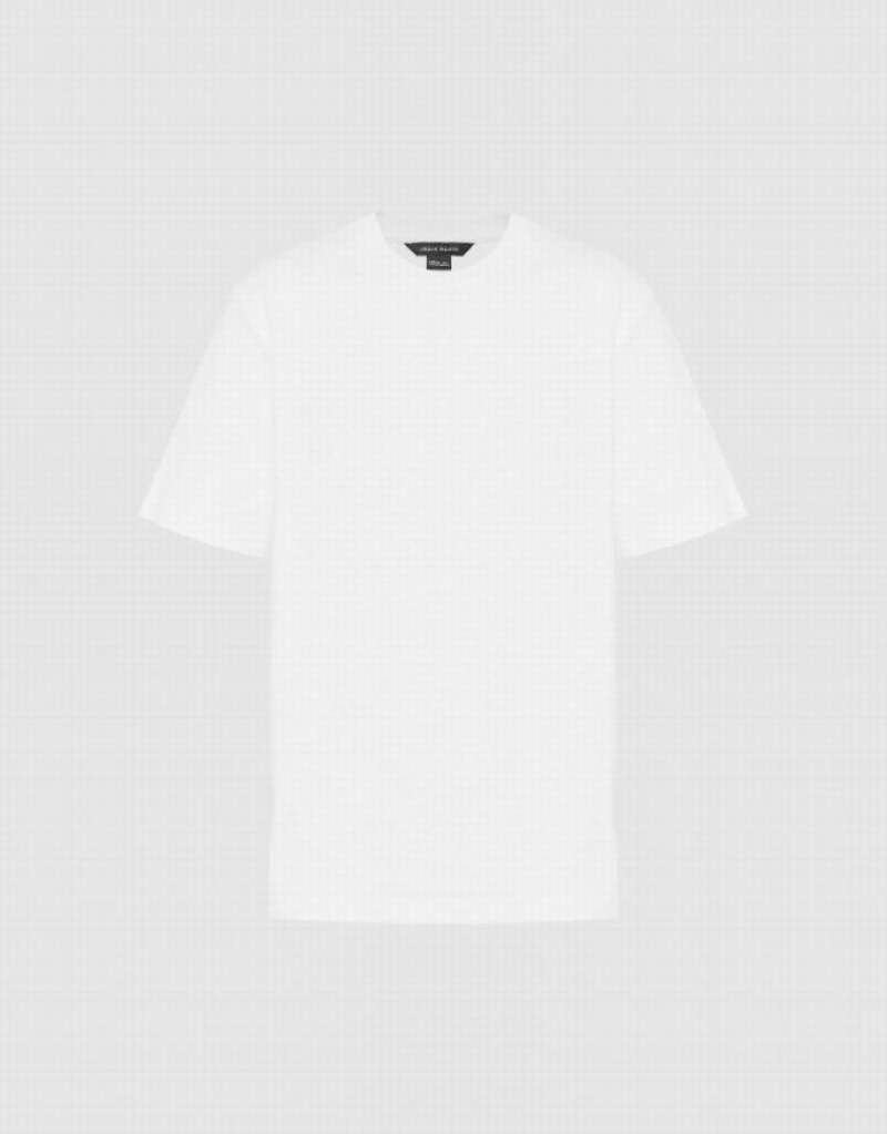 White Urban Revivo Crew Neck Straight Men\'s T-Shirts | 43210YJGL