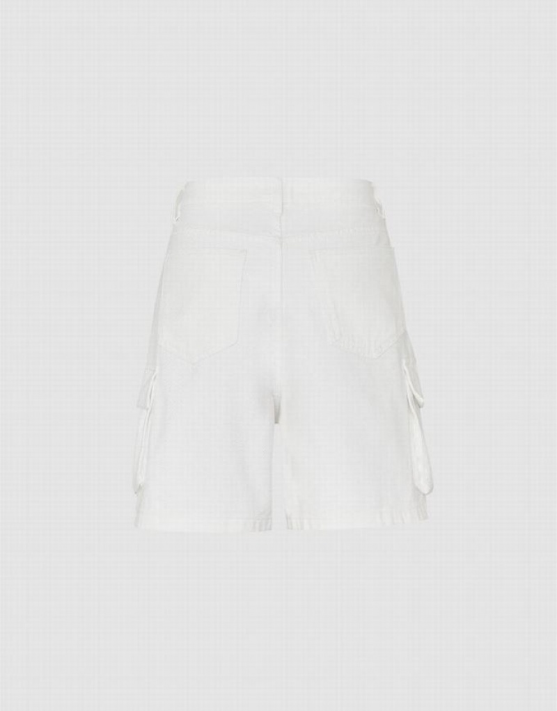 White Urban Revivo Multi-Pocket Women's Denim Shorts | 65042RBQU