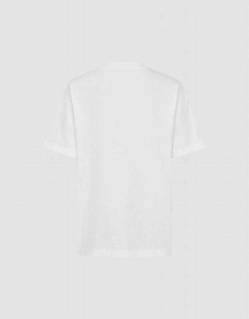 White Urban Revivo Pocket Patched Crew Neck Men's T-Shirts | 61352ILQO