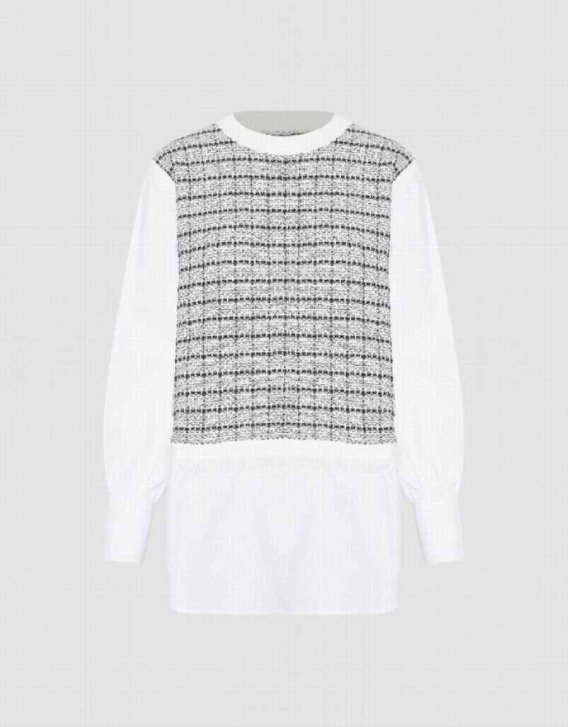 White Urban Revivo Puff Sleeve 2 In 1 Knitted Women's Cardigan | 90437VLJW